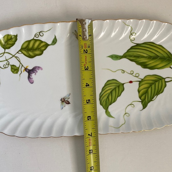 EUC I. Godinger & Co. Jardin 15” Large “Sandwich" Tray leaf bee gold trim - Picture 9 of 10